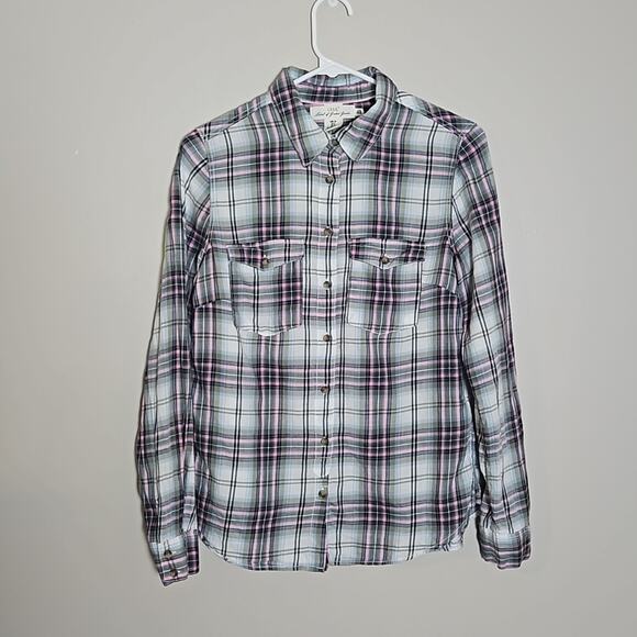 H&M L.O.G.G. Plaid Long Sleeve Cotton Shirt Sz 6 - Picture 2 of 10
